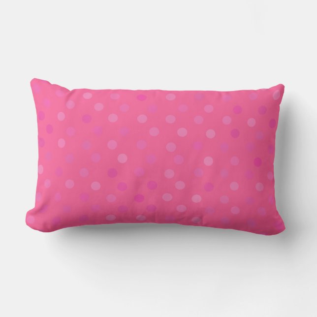 Coussin Rectangle points rose chaud, rose et rose pastèque (Recto)