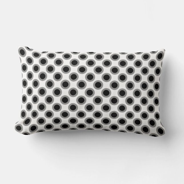 Coussin Rectangle Points tournés rétros, gris, noir et blanc (Recto)