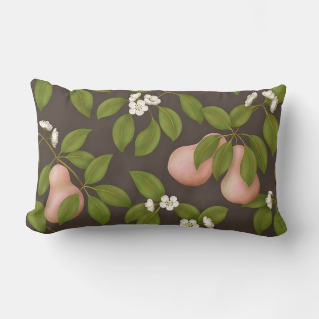 Coussin Rectangle Poires roses (marron foncé) (Recto)
