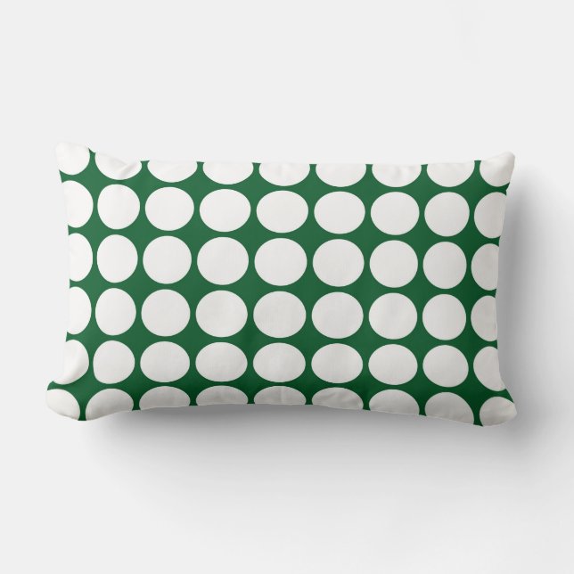 Coussin Rectangle Pois blancs sur vert (Recto)