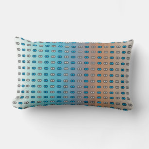 Coussin Rectangle Pois Bleu & Argent sur Bleu & Orange