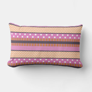 Coussin Rectangle Pois Chevron de  Orange et Pink Stripes Motif