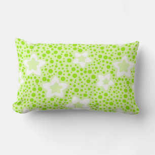 Coussin Rectangle Pois rétro vert vif avec motif floral