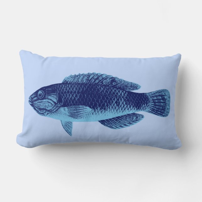 Coussin Rectangle Poisson de récif tropical des Caraïbes, Marine sur (Recto)