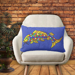 Coussin Rectangle Poisson Pop Art Abstrait Gras Lumineux