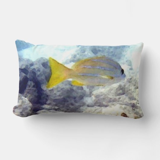 Coussin Rectangle Poisson rayé jaune (Recto)