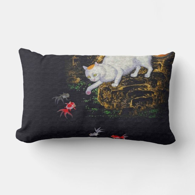 Coussin Rectangle Poissons contagieux de chat asiatique vintage (Recto)