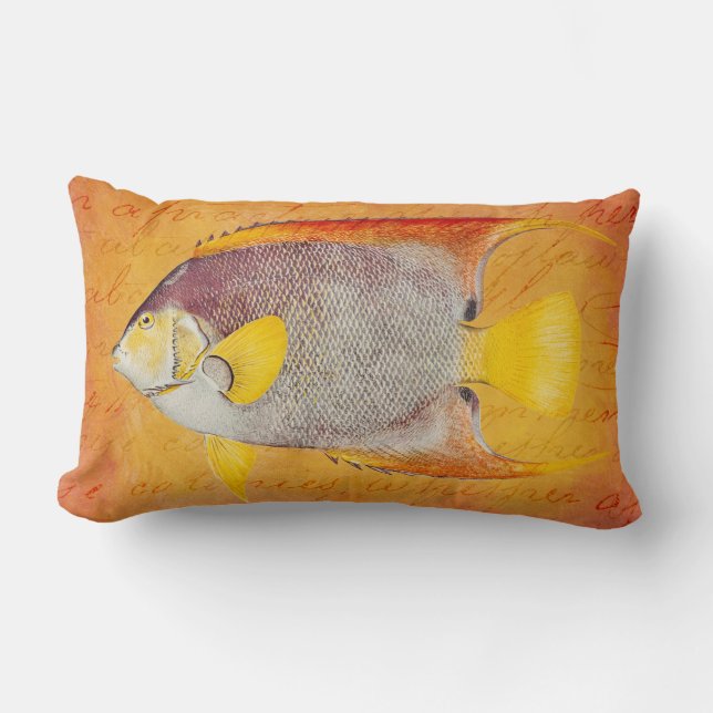 Coussin Rectangle Poissons hawaïens vintages d'ange - antiquité (Recto)