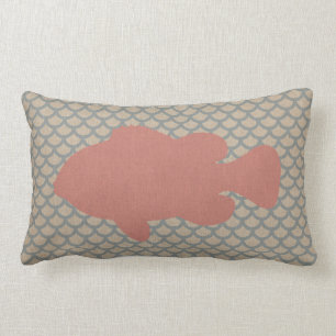 Coussin Rectangle Poissons sur le motif d'échelle dans rose de