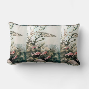 Coussin Rectangle Poissons vintages de Barracuda et de Reef