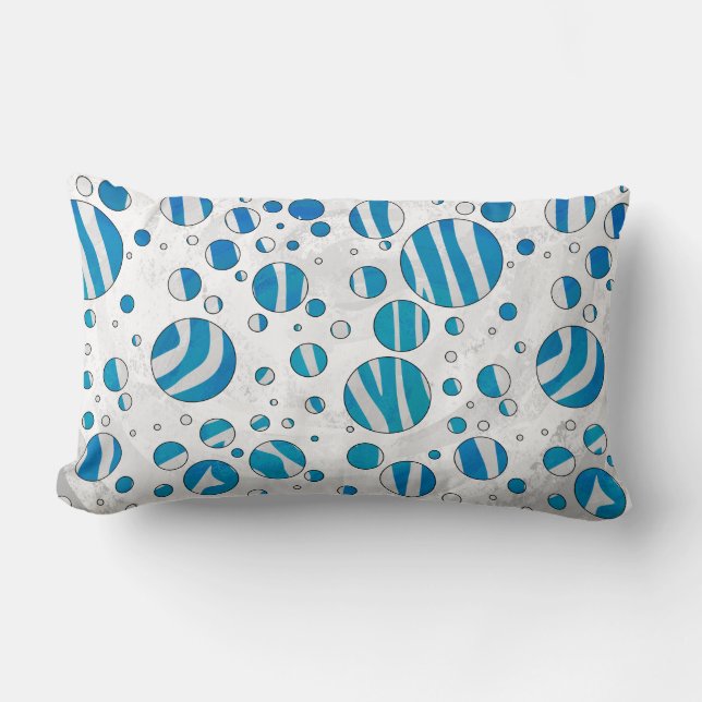 Coussin Rectangle Polka blanc et bleu Zebra (Recto)