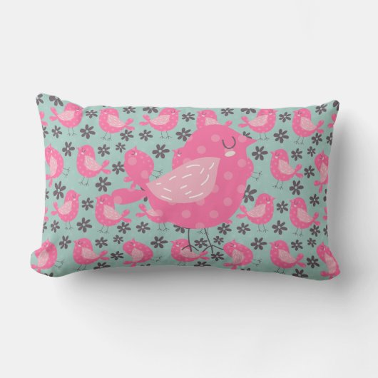 Coussin Rectangle Polka Dot Birds and Flowers (Recto)