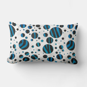 Coussin Rectangle Polka Dot Zebra Motif noir et bleu