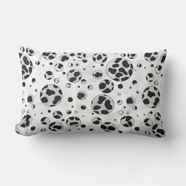 Coussin Rectangle Polka en Dalmatie noir et blanc (Recto)