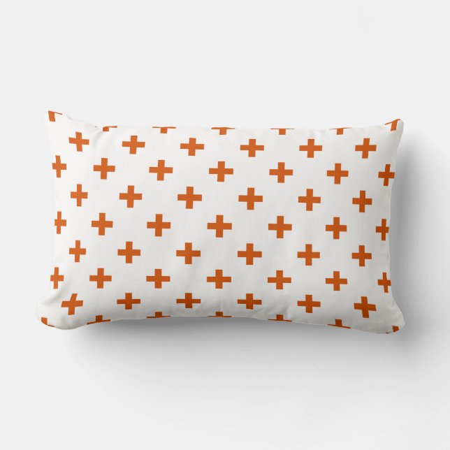 Coussin Rectangle Polka orange croise sur blanc (Recto)