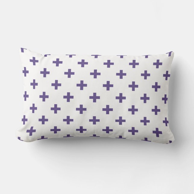 Coussin Rectangle Polka ultra violette croise sur blanc (Recto)