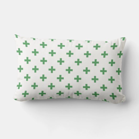 Coussin Rectangle Polka verte croise sur blanc (Verso)