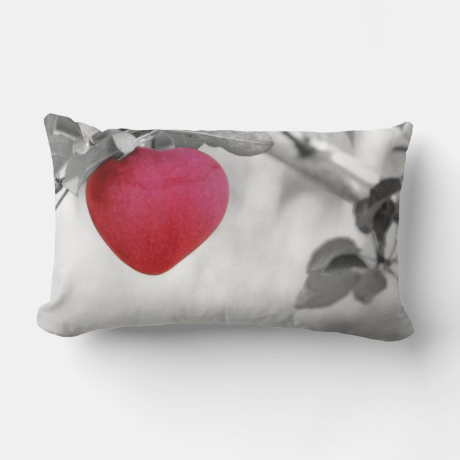 Coussin Rectangle Pomme en forme de coeur rouge dramatique (Recto)