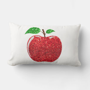 Coussin Rectangle Pomme Faux Parties scintillant rouge