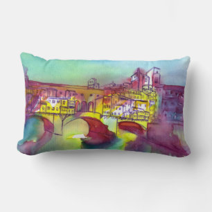 Coussin Rectangle PONTE VECCHIO Florence par aquarelle de nuit