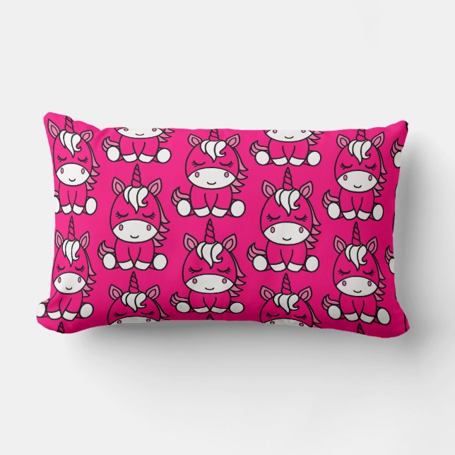 Coussin Rectangle Pony de licorne rose (Recto)