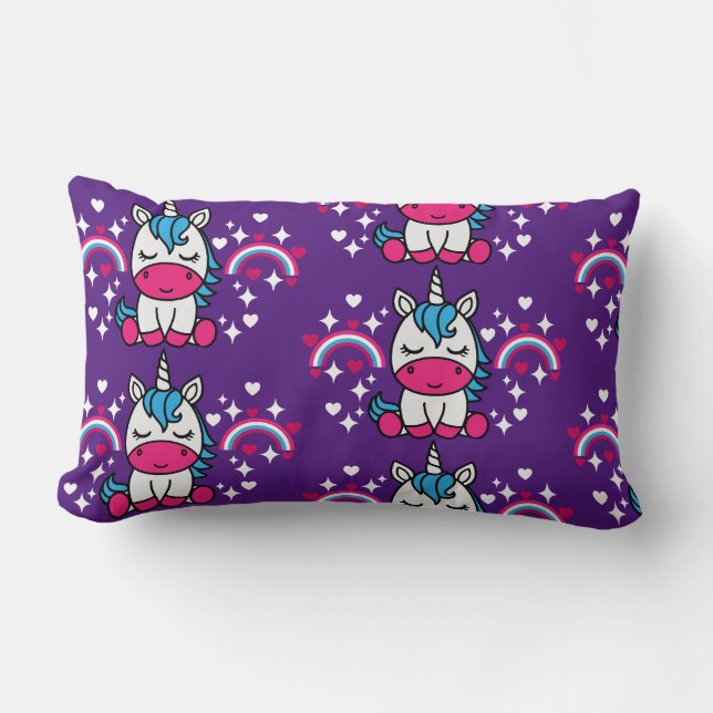 Coussin Rectangle Pony de licorne violette (Recto)