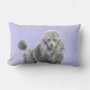 Coussin Rectangle Poodé Jouet miniature Argent gris bleu Chien Art
