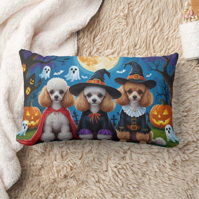 Coussin Rectangle Poodle Chiens Citrouille Halloween drôle (Couverture)