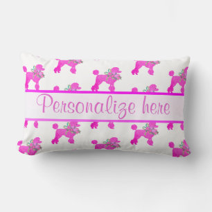 Coussin Rectangle Poodle rose personnalisé