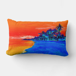 Coussin Rectangle Pop Art Plage Exotique Palmiers