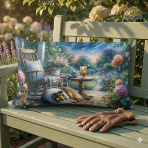 Coussin Rectangle Porche de jardin étoilé Sheltie Dream