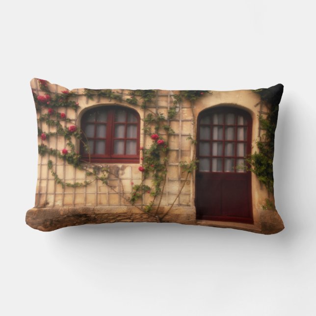 Coussin Rectangle Porte du cottage de rose (Recto)
