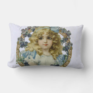 Coussin Rectangle Portrait Antique de Petite Fille Enfant Beau