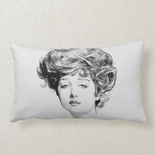 Coussin Rectangle Portrait d'une fille de Gibson, 1900