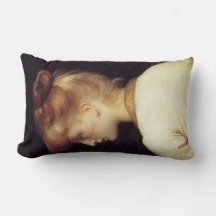 Coussin Rectangle Portrait féminin de Behind (par Frederic Leighton)
