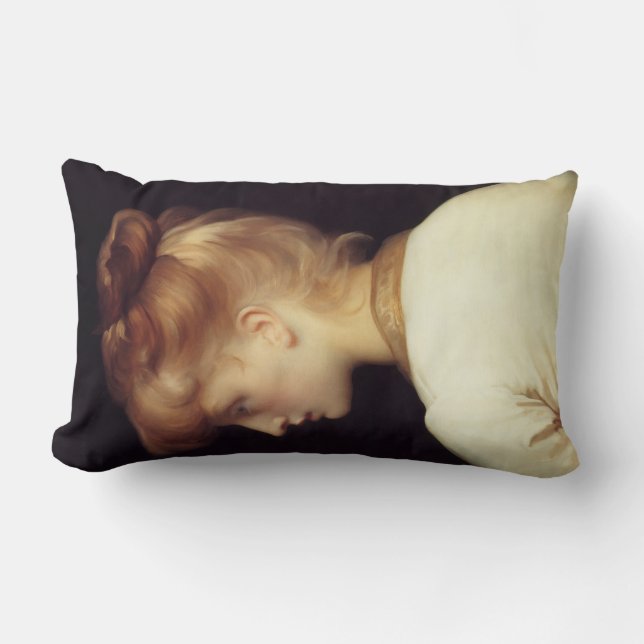 Coussin Rectangle Portrait féminin de Behind (par Frederic Leighton) (Recto)