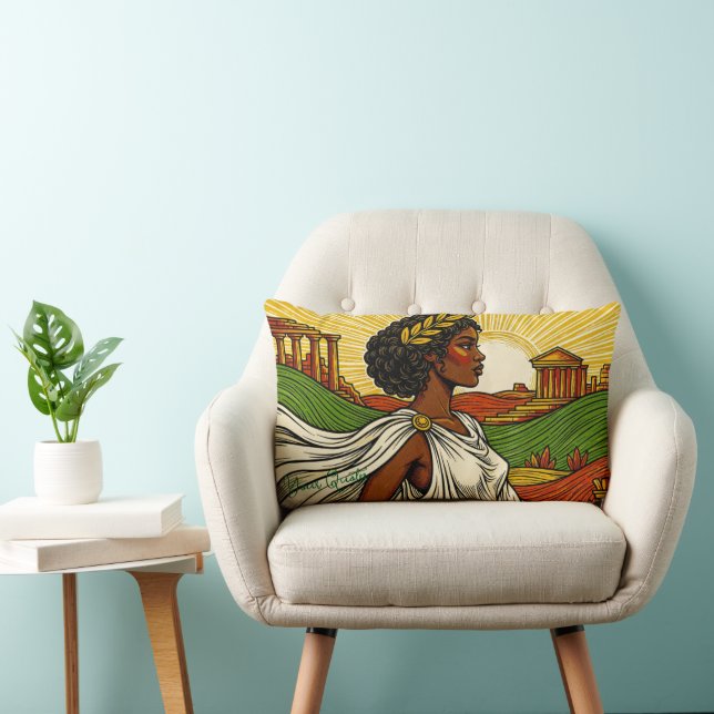 Coussin Rectangle Portrait Féminin Inspiré de l'Antiquité (Chaise)