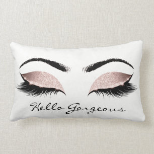 Coussin Rectangle Poudre rose Lashes White Maquillage Bonjour Gorgeo