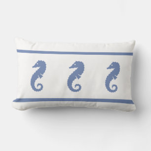 Coussin Rectangle Poudre turquoise bleu et blanc SEAHORSE