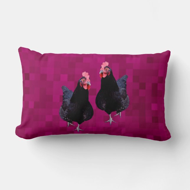 Coussin Rectangle Poulet noir réversible, (Recto)