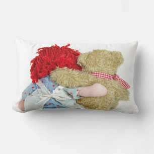 Coussin Rectangle poupée de chiffon et ours en peluche amis