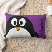 Coussin Rectangle pourpre mignon de pingouin de bande dessinée (Couverture)