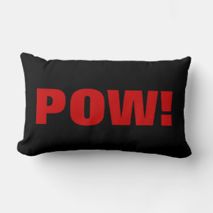 Coussin Rectangle Pow rouge noir blanc ! Comic Graphic Retro Vintage