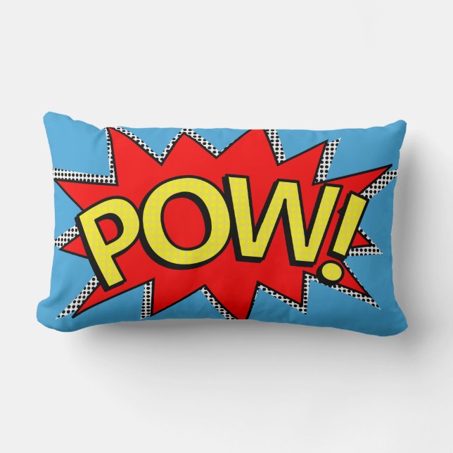 Coussin Rectangle "POW !" Superhero Comédie Livre rouge/jaune bulle  (Recto)