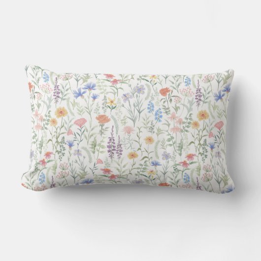 Coussin Rectangle Prairie de fleurs sauvages coquette  (Recto)