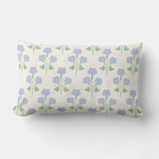 Coussin Rectangle Prairie Pastel Délicate Botanique (Recto)