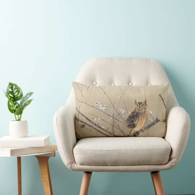 Coussin Rectangle Premières Fleurs de Prunier par Nishimura Goun, Hi (Chaise)