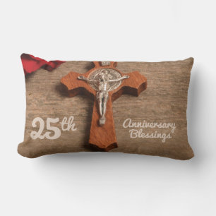 Coussin Rectangle Prêtre 25ème anniversaire de l'Ordination Rose et