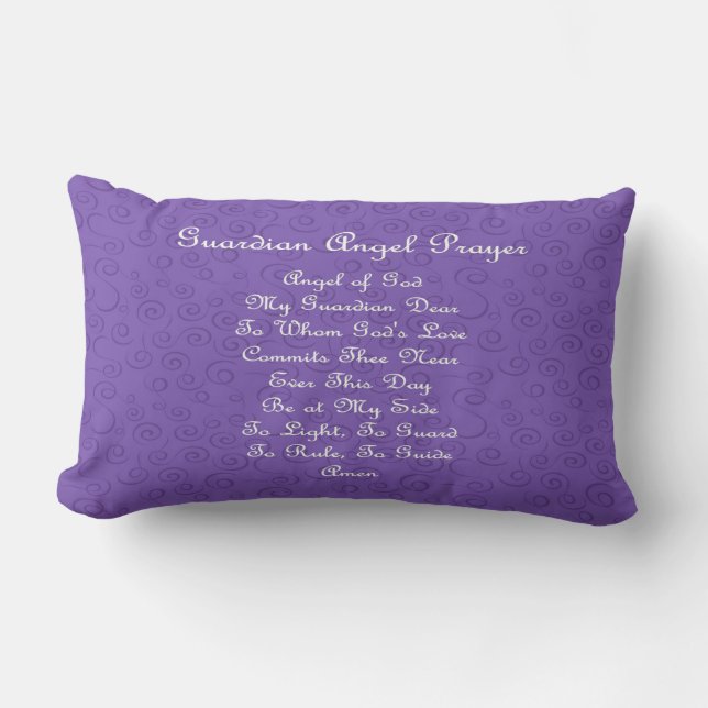 Coussin Rectangle Prière de l'ange gardien Violet (Recto)