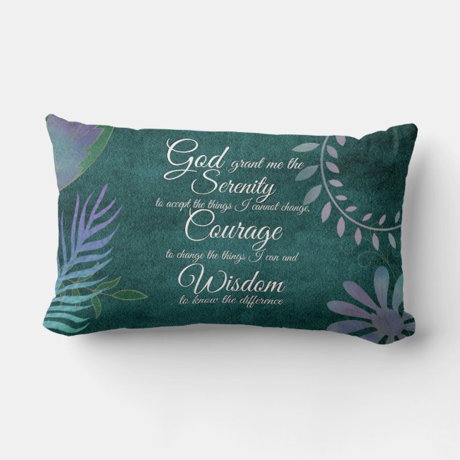 Coussin Rectangle Prière de sérénité avec papillon, fleurs iridescen (Verso)